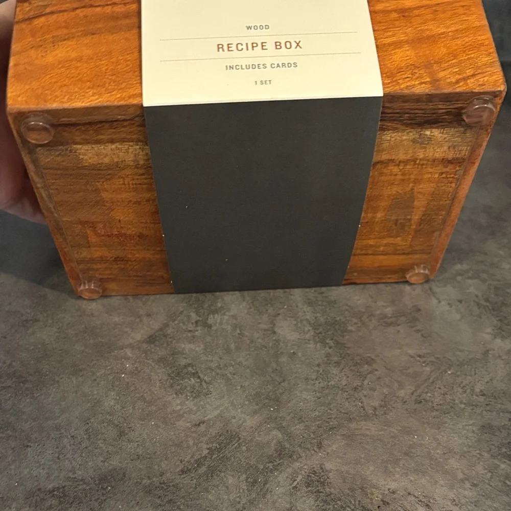 Hearth & Hand Rustic Wood Recipe Box with Cards